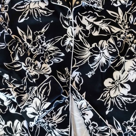 Black White Tropical Print Cotton Shirt Jacket| 14P | Nygard - Picture 10 of 13